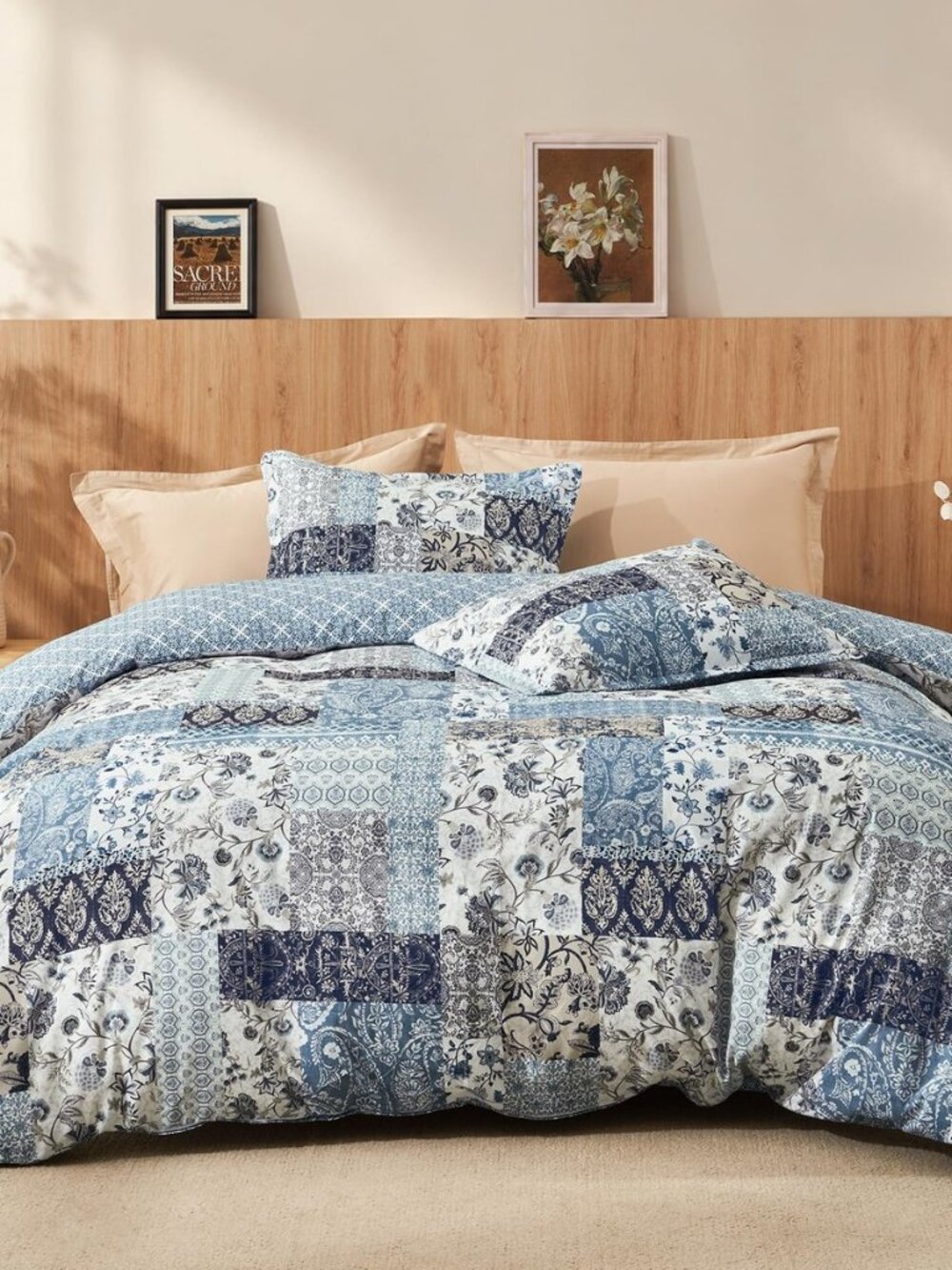 Ultra Soft Floral Duvet Cover King Size, Printed boho Bedding Set 3 Pieces